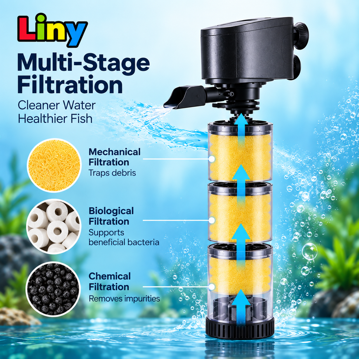 Liny aquarium internal filter