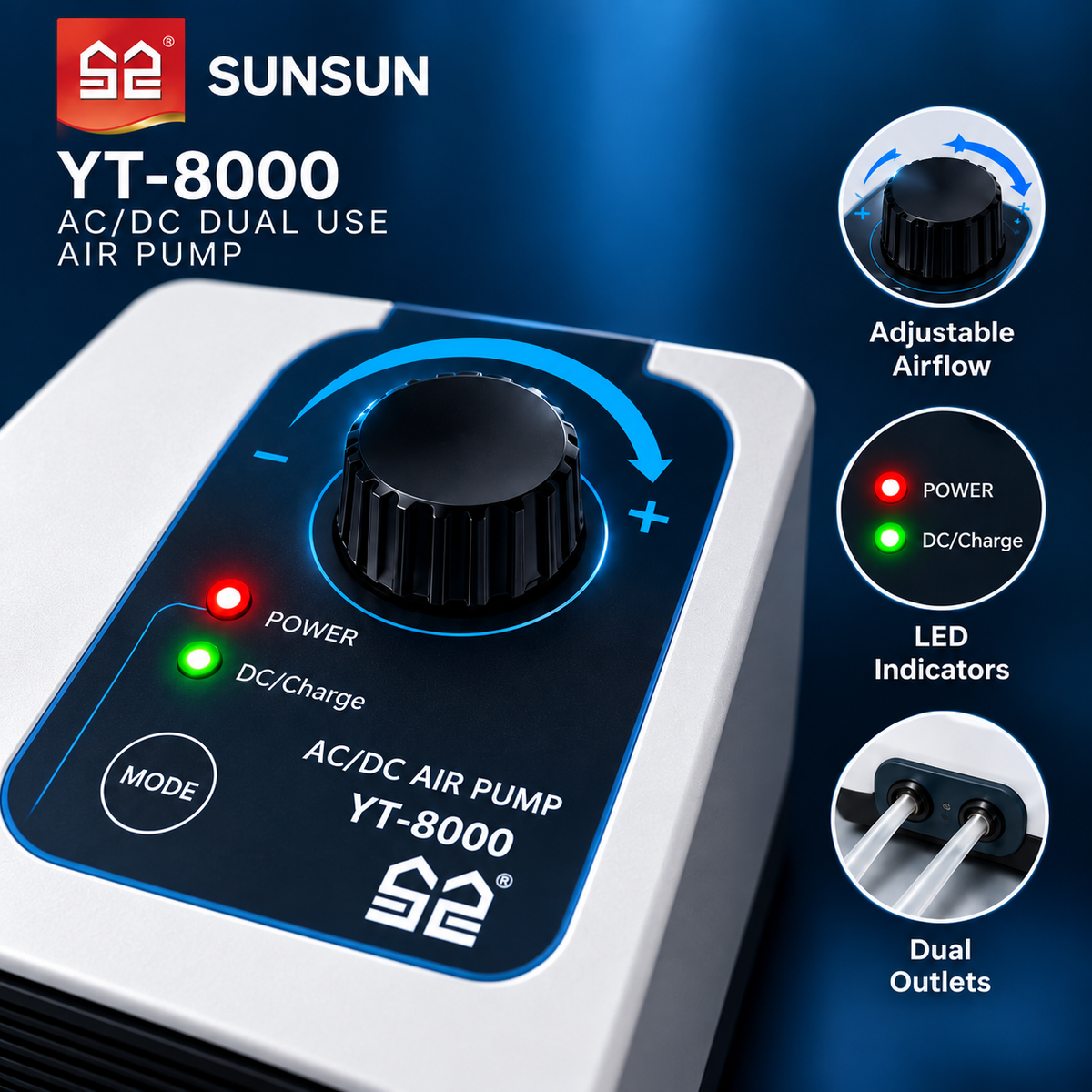 Sunsun YT 8000 AC/DC Dual Use Air  Pump