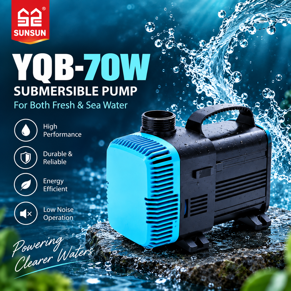 Sunsun YQB-70W Submersible Pump For Both Fresh & Sea Water