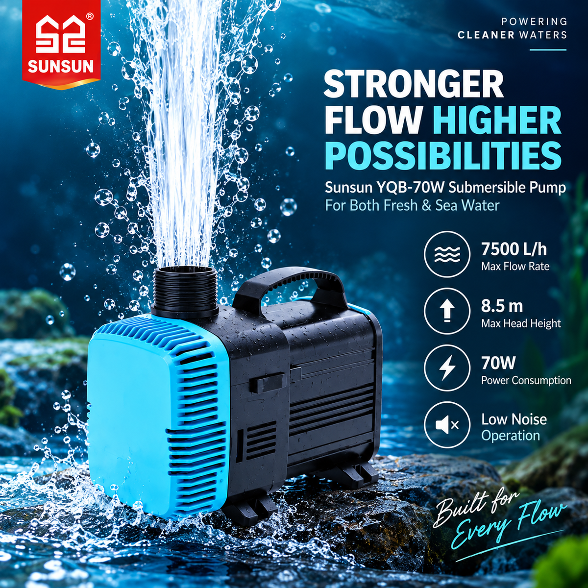 Sunsun YQB-70W Submersible Pump For Both Fresh & Sea Water