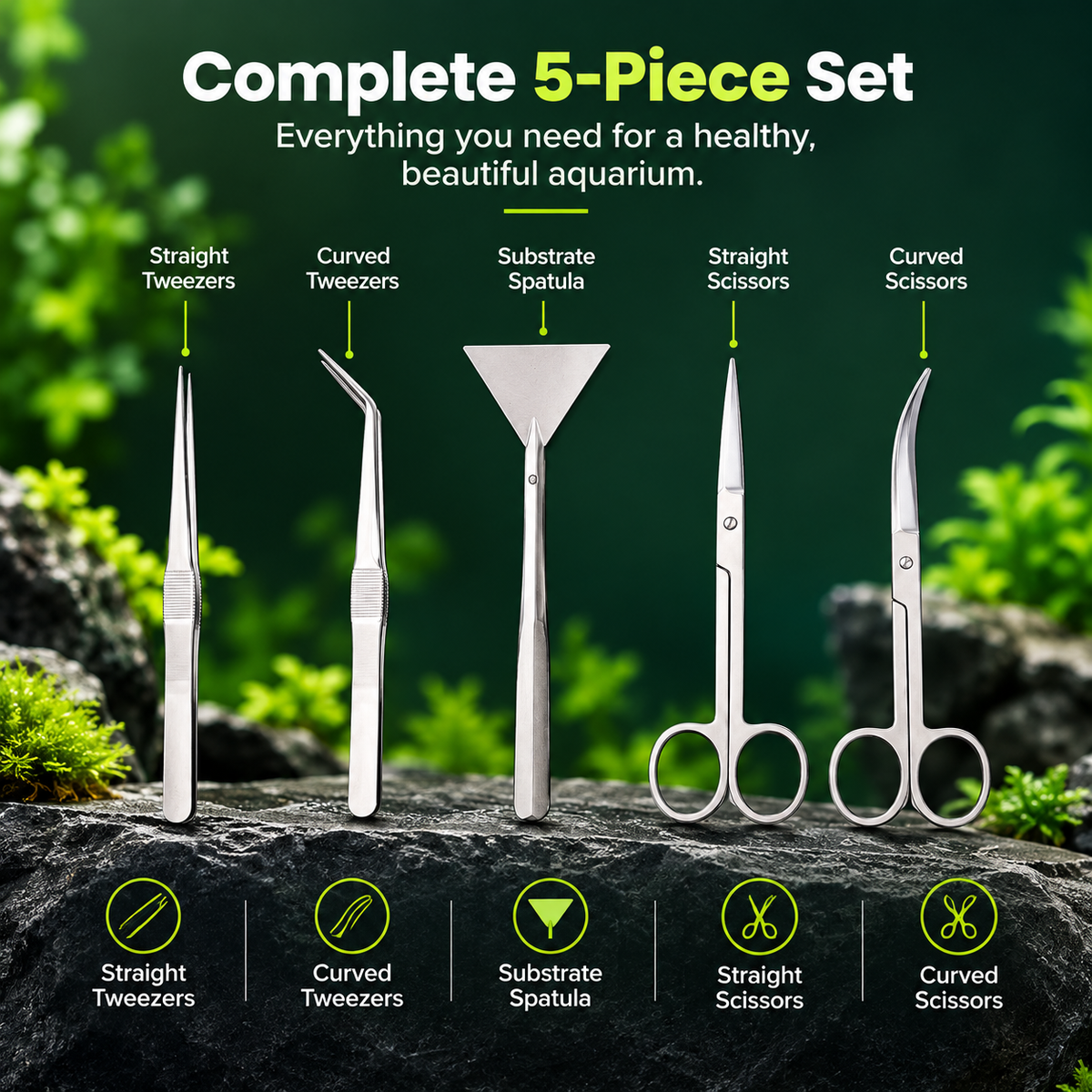 5 in 1 scissors set aquascaping tools