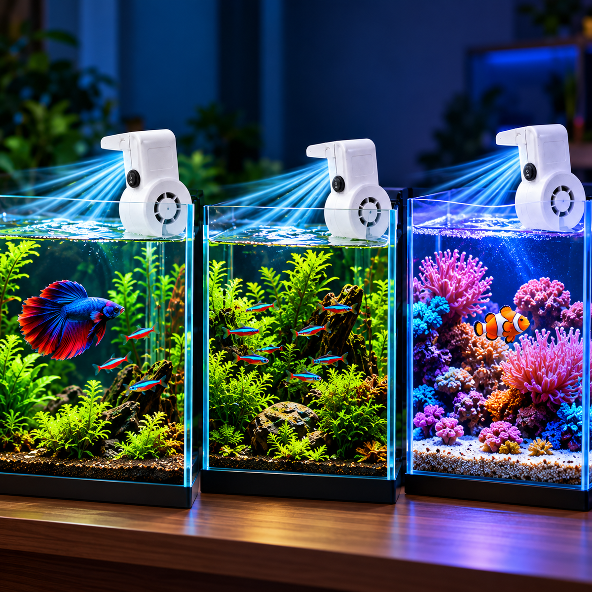 Liny fish tank silent waves small fan