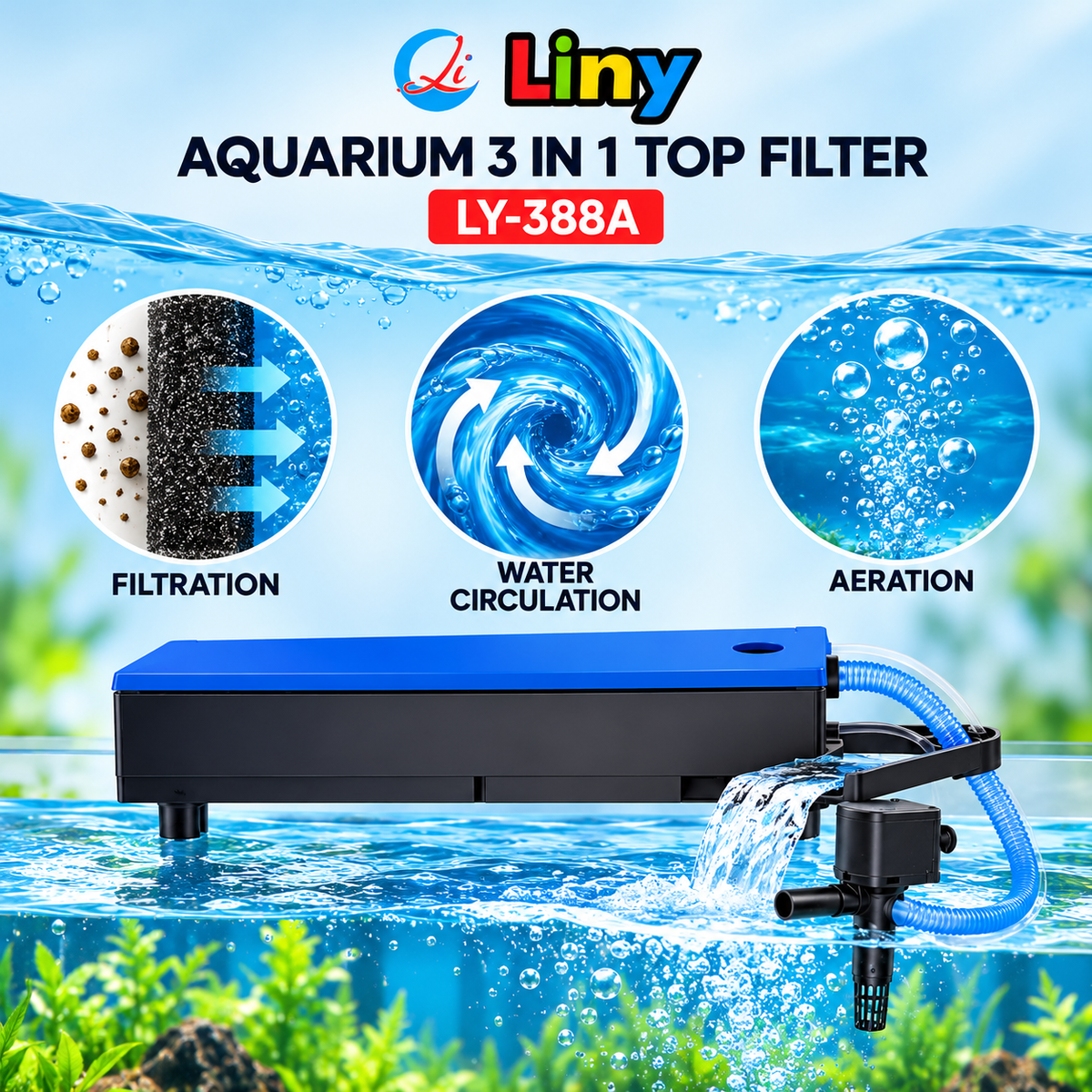 Liny aquarium 3 in 1 top filter LY-388A