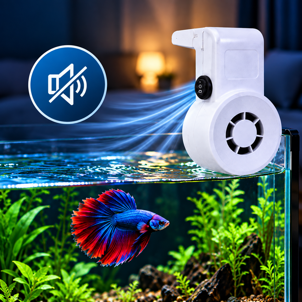 Liny fish tank silent waves small fan