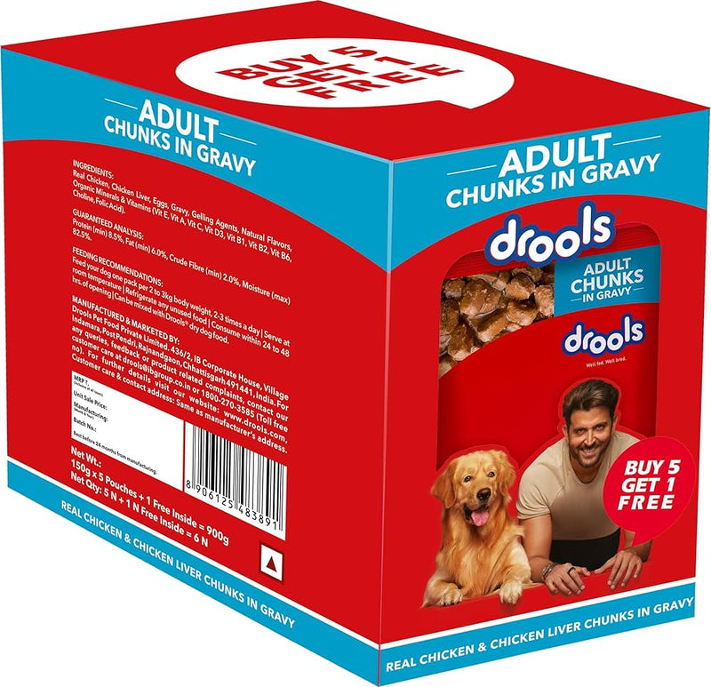 Drools Adult chunks in gravy buy 5 get 1 free