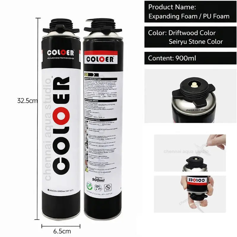 Aquarium Landscape Aquascape COLOER Polyurethane Foam Adhesives for Aquarium and Ecological Landscape (900 Ml Grey) (Spray Foam)