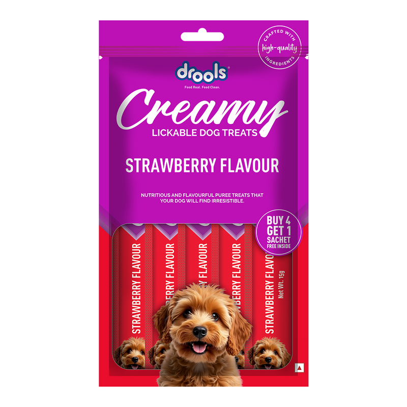 Drools creamy lickable treats strawberry flavour
