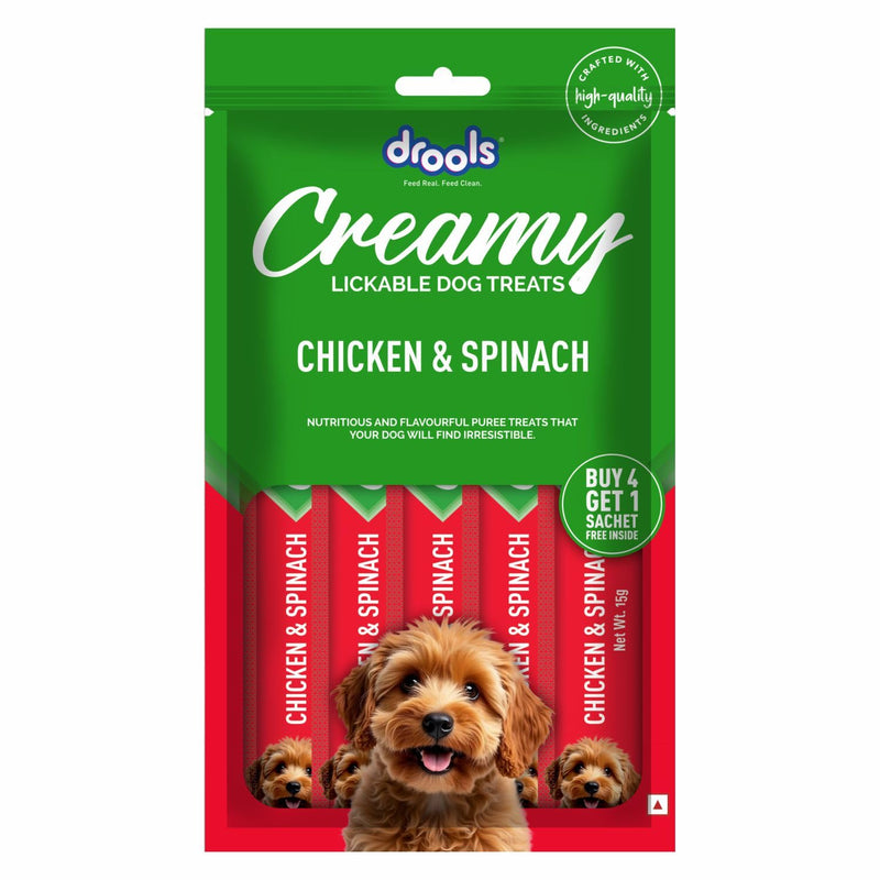 Drools Creamy lickable dog treats chicken & spinach